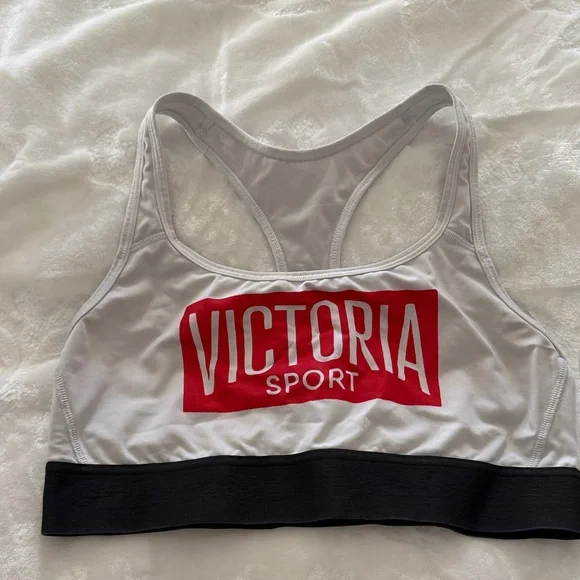 Victoria Sport White and Black Sports Bra - Picture 1 of 3